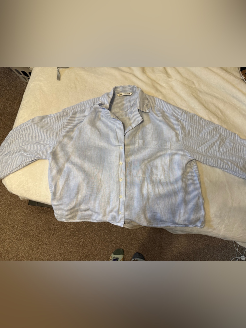 Zara Blue and White Striped Shirt